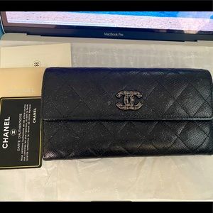 Chanel Glitter Quilted Calfskin Long Wallet
